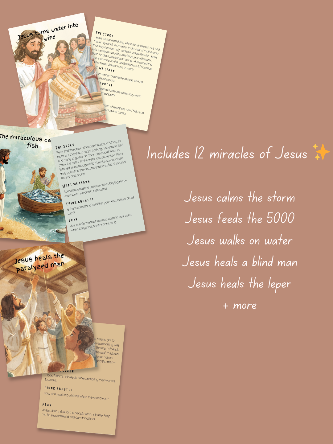 Jesus’ Miracles for Little Hearts | Bible Story & Prayer Cards for Kids